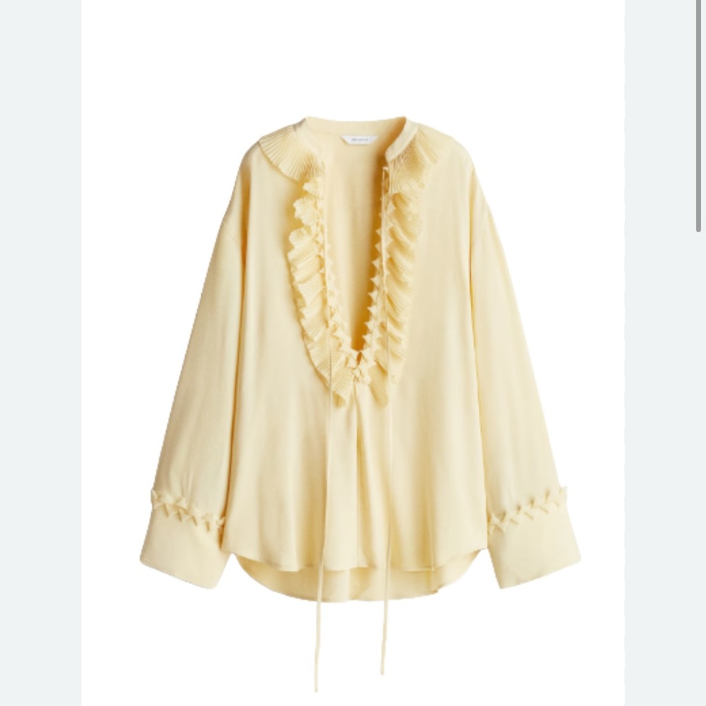 H&M Light Yellow Ruffle Blouse - Picture 2 of 2